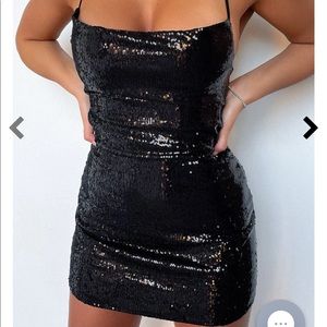 THATSSOFETCH Olivia mini black sequin dress size 2